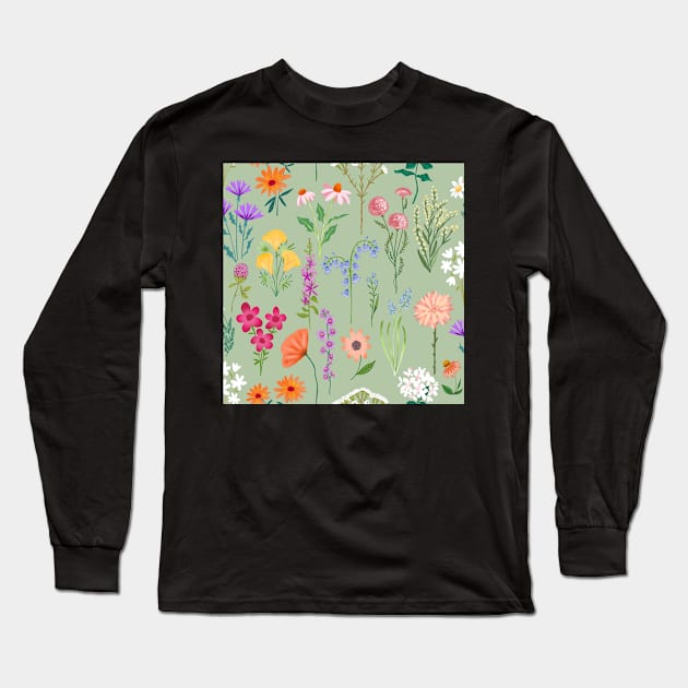 Wildflower meadow Long Sleeve T-Shirt by Papergrape